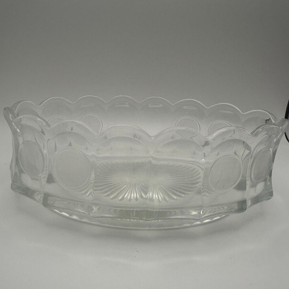 Fostoria Vintage Coin Bowl Clear Glass American History Patriotic Serving Dish